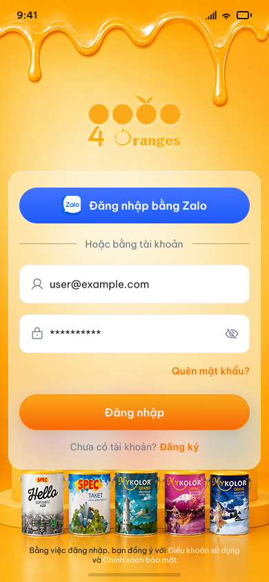 4Oranges login screen